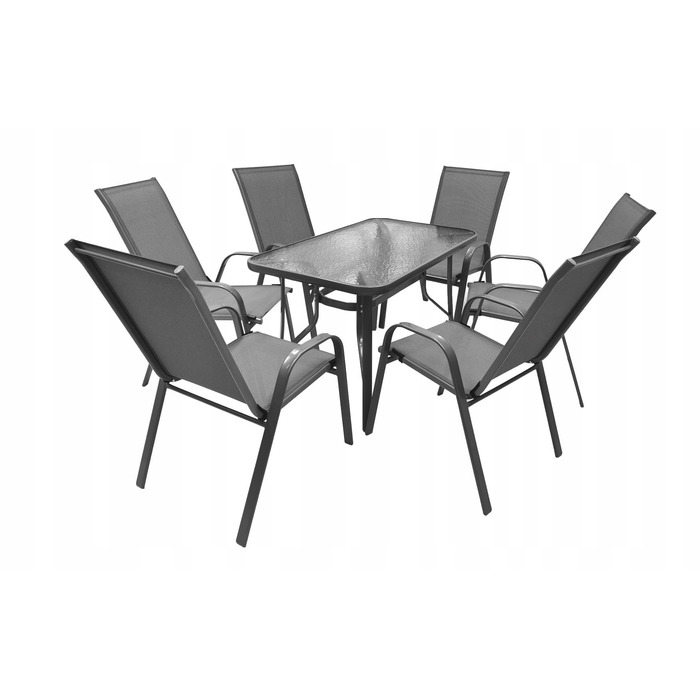 Комплект садових меблів із металу Kontrast, сірий, 7 предметів