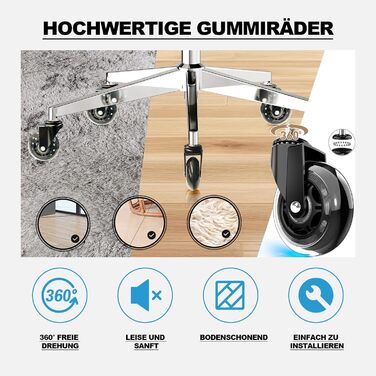 Ергономічне офісне крісло 200 кг | Регульована спинка 6P | 4D підлокітники | Безшумні гумові колеса | Регулювання глибини сидіння | Крісло для великих людей | Перевірено EN12520 | Пінощільність 45