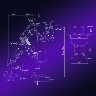 Настільне кріплення для монітора GamePro MAG703BW