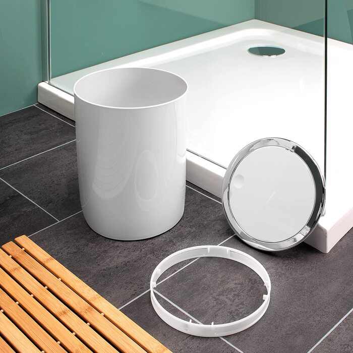 Косметичне відро Savona серії bremermann для ванної кімнати з відкидною кришкою, пластикове відро для ванни об'ємом 5,5 літра (біле)