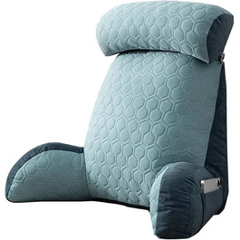 М'яке читальне подушечка для ліжка, дивана, крісла, портативна подушка для спини, знімний валик для шиї та кишені для зберігання, підставка для позиціонування, валик для шиї для перегляду телевізора та ігор (Блакитний)