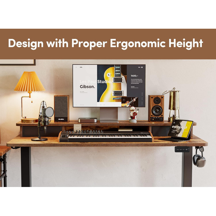 Електричний стіл CUBICUBI з регулюванням висоти, Stehpult T-подійна ніжка зі сталі, пам'ять, антиколізійна система, чорний каркас/стільниця