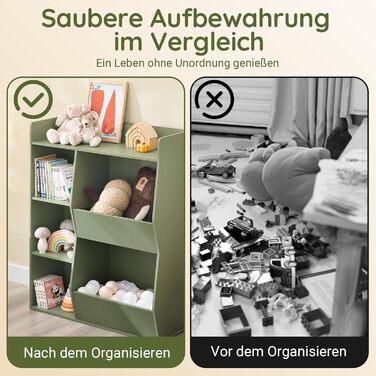 Полиця для книг SoBuy Montessori для дітей, зелена, 80x104x34 см, 5 відділень