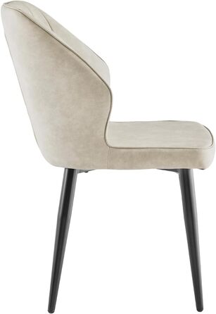 CLIPOP Комплект обідніх стільців 4 шт. Ретро, штучна шкіра, м'яке сидіння, металеві ніжки, для кухні/офісу, бежевий колір