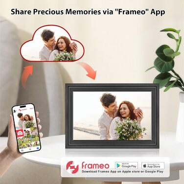 Цифровий фоторамка Lutranstra 10.1 дюйма WiFi, HD IPS сенсорний екран, 32 ГБ, автоматичне обертання, Frameo App (Чорний)