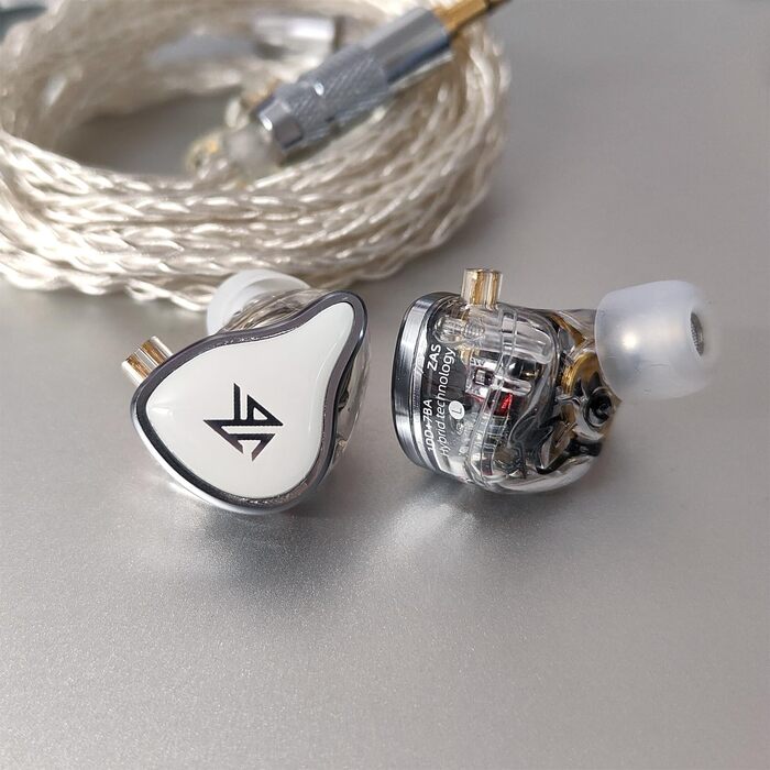 Навушники KEEPHIFI KZ ZAS IEM 16 UNIT гібридні навушники 7BA1DD у вухах, 8-жильний сріблястий кабель, білий