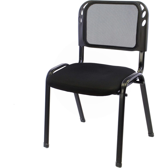 Набір з 8 офісних крісел Nexos Trading для конференцій та відвідувачів, чорні, з м'яким сидінням, стекуються, 52,5 x 45 x 80 см, металевий каркас