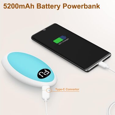 Портативний нагрівач рук Powerbank 5200mAh USB, електричний нагрівач для рук, для кемпінгу, катання на лижах, подарунок (блакитний)