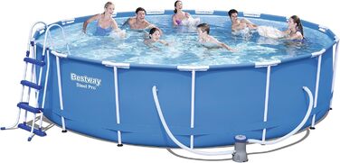 Каркасний басейн Bestway Steel Pro, комплект з фільтруючим насосом та аксесуарами, 457 x 122 см, (457x107 см, синій)