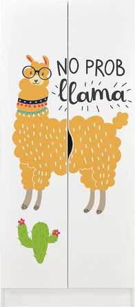 Шафа-купе Leomark біла дводверна - Roma - функціональна шафа-купе, затемнення 70 x 42.5 x 161.5 (H) см, Шафа, Меблі для дітей, УФ-друк Єдиноріг (Happy Lama)