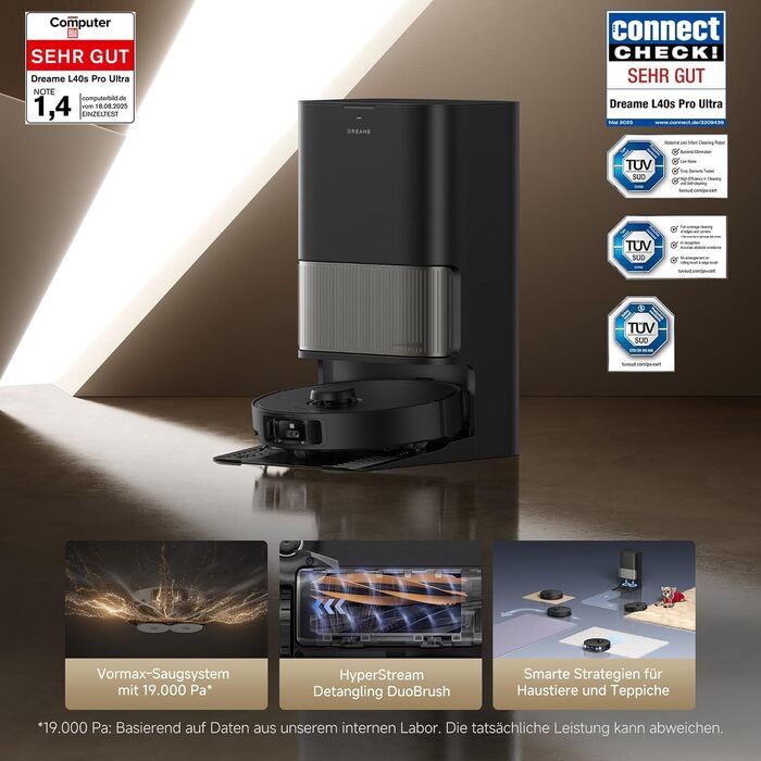Робот-пилосос Dreame L10s Ultra Gen 2 з миючою функцією, технологією MopExtend™ RoboSwing, потужністю 10000 Па Vormax™, режим для тварин, автоматична база, різноманітне прибирання килимів