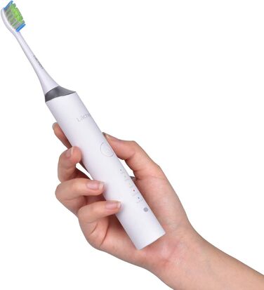 Електрична зубна щітка Lächen Schallzahnbürste (подвійний набір), 2 ручки та 2 футляри для подорожей, 5 режимів, 10 насадок (білий & чорний)