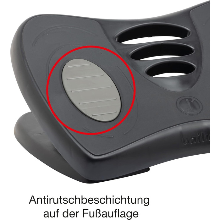 Підставка для ніг Unilux Nymphea, регульована, антиковзка, динамічна, для офісу та дому, чорна, 43 x 33,7 x 12,2 см