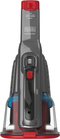 Літієвий пилосос BlackDecker BHHV320B з циклонною дією 12 В, 25 Вт, акумуляторний ручний пилосос із висувною щілинною насадкою та зарядною станцією Акумуляторний пилосос без мішка (20 AW, із зарядним кабелем, титановий/червоний)