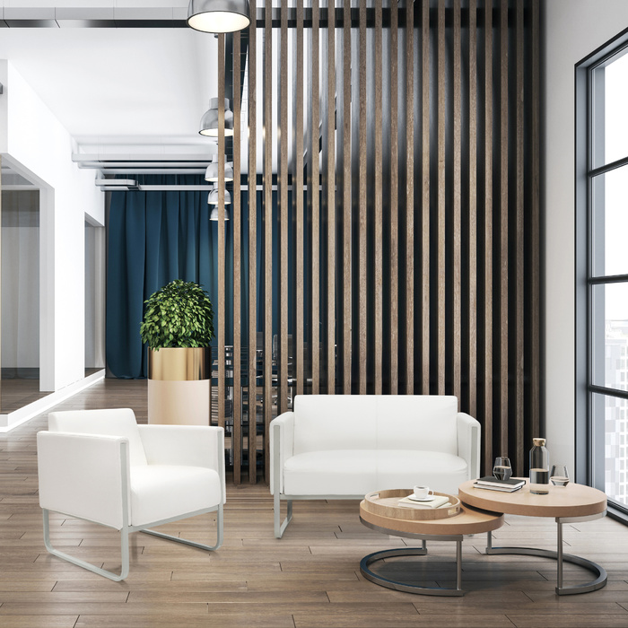 Крісло для відпочинку ARUBA, каркас біло-сірий, штучна шкіра, одномісне, біле, hjh OFFICE