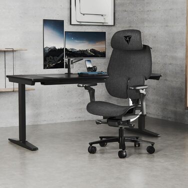 Ігровий крісло ThunderX3 Flex Pro Loft сірого кольору | Ергономічне офісне крісло з тканинною оббивкою, регулювання 19D, 5D підлокітники, механізм SYNC6, дихаюча тканина, для офісу та геймінгу