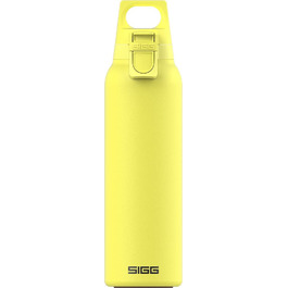 Термальна пляшка для пиття Sigg Hot & Cold ONE Light(0,55 л), що не містить забруднюючих речовин і ізольована пляшка для пиття для походів, одноручна відкрита Термальна пляшка з нержавіючої сталі 18/8 (Ultra Lemon)