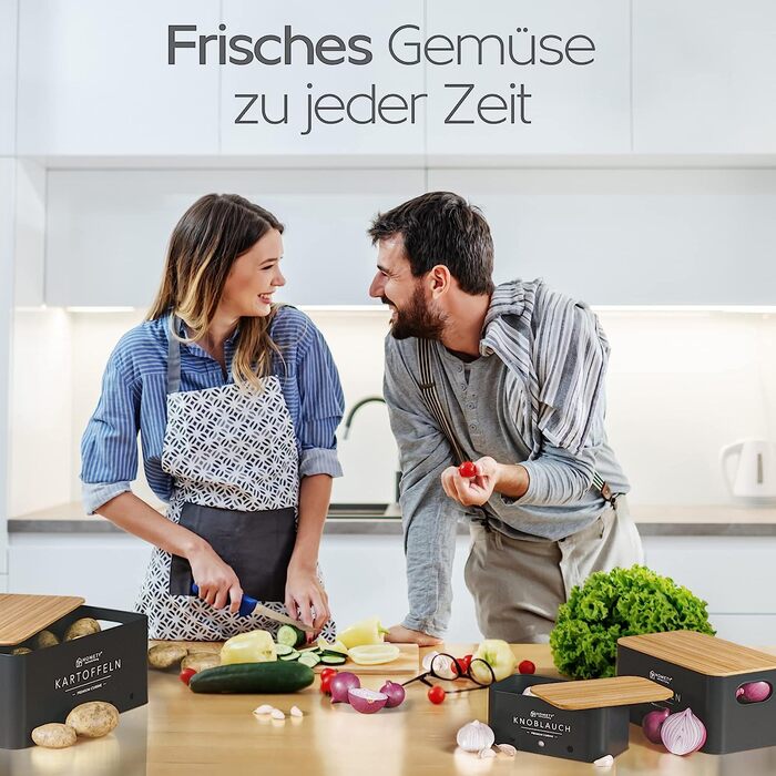 Набір контейнерів для зберігання картоплі, цибулі та часнику [3 шт] - Зберігає овочі свіжими довше (Чорний)