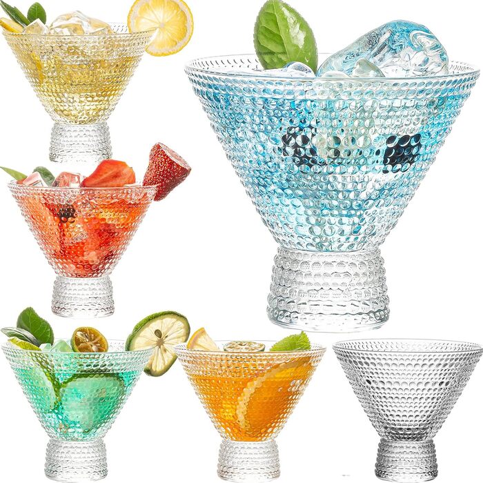 Набір склянок для коктейлів Martini Wookgreat (6 шт.), 237 мл, без основи, кришталь, для Мартіні, Космополітен, Манхеттен та інші