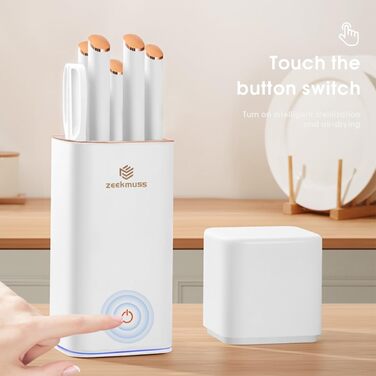 Набір ножів ZEEKMUSS: 6 ножів, точилка, кухові ножиці. Нержавіюча сталь, кухонні, для дому, подарунок (білий)