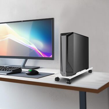 Підставка для ПК Tower, комп'ютерний стіл-візок, універсальна, з колесами, білий