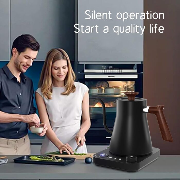 Чайник з налаштуванням температури KitchenAid, 1200W, 0.9L, 304 нержавіюча сталь, чорний, з функцією підтримання тепла