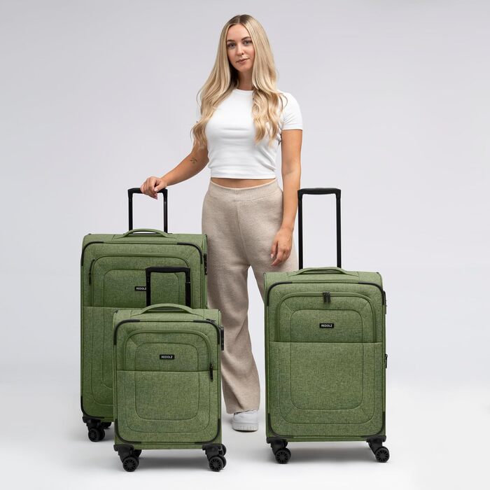 М'який кейс REDOLZ MEDIUM 67 см, 4 колеса, TSA, Expandable, Olive (Essentials 12, 3 шт. Встановлений)