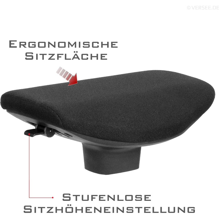 Крісло-трансформер VERSEE V1703 з тканини, чорне: регульована висота, поворотне, для офісу та дому