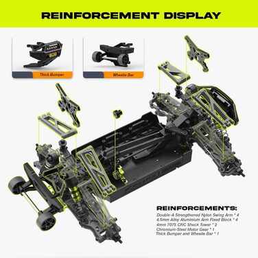 AMORIL 1/10 RTR Brushless RC Автомобіль 50+ км/год для Дорослих, Електричний Позашляховий Монстр-трак 4WD, Водонепроникний, 3S Lipo, Зелений
