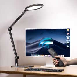 LED лампа VERSKI для дому та офісу з пультом, для відеоконференцій Zoom, з регулюванням яскравості та кольорової температури, 18W, чорна