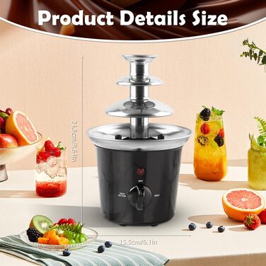 Шоколадний фонтан з нержавіючої сталі з функцією плавлення | 3-рівневий шоколадний фонтан для вечірок та фондю | 500 мл для рідкої шоколадної маси | Шоколадний фонтан для свят та заходів