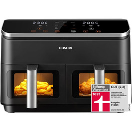 Фритюрниця без олії COSORI з 2 камерами, 8,5л, з вікном, сталевий внутрішній корпус