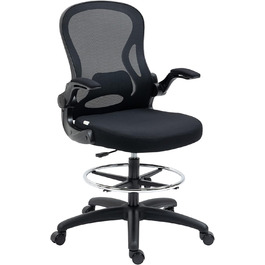 Офісне крісло Vinsetto, ергономічне, регульоване, поворотне, 102-122 см, коліщатка, поперекова опора, чорне