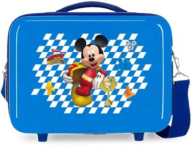 Дитячі валізи Disney Cars Good Mood, різнокольорові, 50x38x20 см, з жорстким корпусом, з АБС-замком, 34 л, 2,1 кг, 4 колеса, ручна поклажа, (синя, що настроюється сумка для туалетного приладдя)