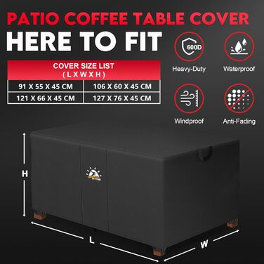 Чохол для садово-патіо меблів Zettum, 91x55x45 см, 600D Oxford PU, водонепроникний, захисна накидка для саду та тераси