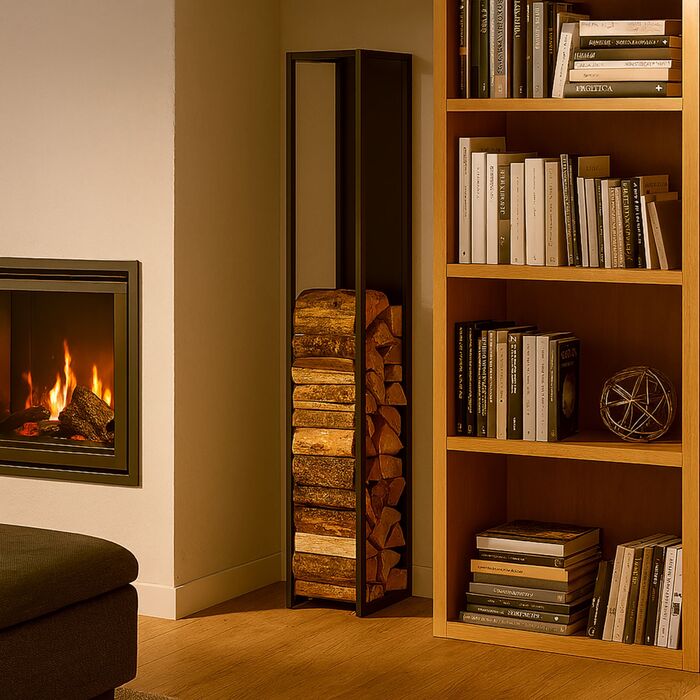 Стійка для дров Relaxdays з високою конструкцією та задньою панеллю