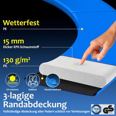 Батут KESSER для дітей та дорослих Ø305 см з сіткою, драбиною, захисним покриттям та сумкою - до 150 кг, блакитний
