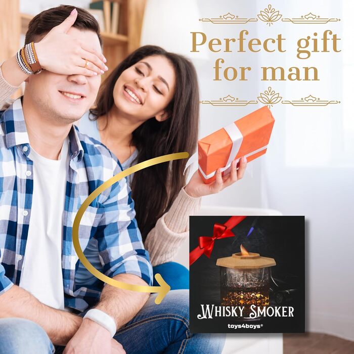 Набір для копчення віскі Toys4Boys Premium - з дерев'яною кришкою, 4 арома-стружками та запальничкою. Ідеальний подарунок для чоловіків.