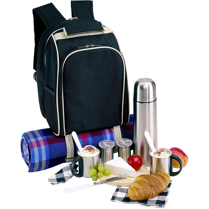 Невідомий рюкзак для пікніка, сумка для пікніка на 2 особи з відділенням для холодильника, рюкзак-холодильник з аксесуарами, сумка-холодильник без ковдри для пікніка
