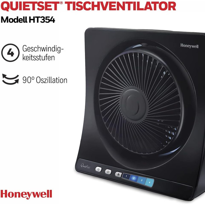 Осцилюючий баштовий вентилятор Honeywell QuietSet для всієї кімнати (5 налаштувань швидкості, коливання 80, функція таймера, автоматичне вимкнення освітлення, дистанційне керування) (HT354, одинарний)