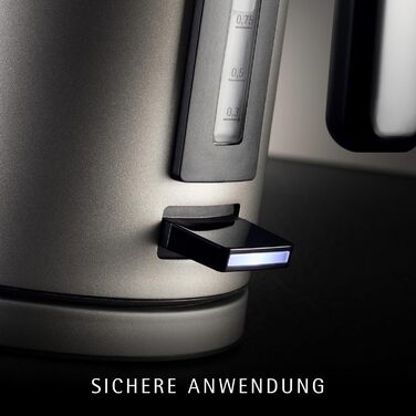 Електричний чайник WMF Lono Silk 1.6 л з нержавіючої сталі, з фільтром від накипу, бездротовий, з поворотним підставою, антижирове покриття, відкривання однією рукою, зовнішній індикатор рівня води