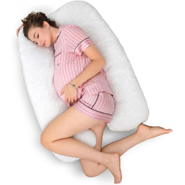 Ортопедична подушка U-подібної форми Schlafweich для сну на боці - подушка для вагітних та годування з бамбука, гіпоалергенна, для підтримки голови, шиї, спини та стегон