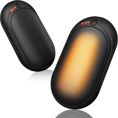 Електричний нагрівач для рук, перезарядна пара, 6000mAh, USB-кабель, 3 режими нагріву, 20 годин тепла, для активного відпочинку взимку, чорний