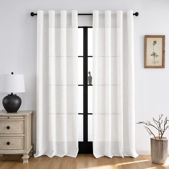 Комплект штор Melodieux Curtains Льон Look 2, 260x140см, білий (H245 x W140 см)