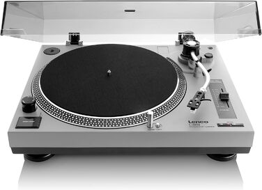 DJ-програвач Lenco L-3810 з прямим приводом, 33/45 об/хв, Pitch-Control, магнітний звукознімач, підсвітка голки, білий (матовий сірий)
