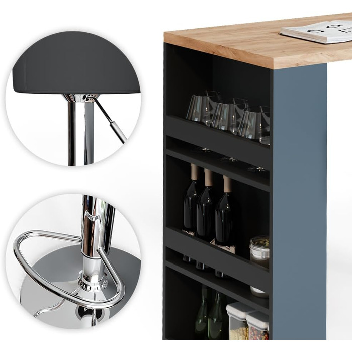 Набір барний стіл і табурети Vicco Bartisch-Set, 117 x 57 см, дуб