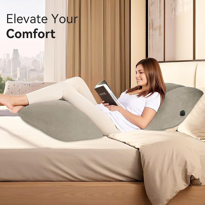 Надувне подушечко-клинок Lefeke для сну, для підняття ніг при набряках, для поліпшення кровообігу, для болю в ногах та спині, портативна подушка для ніг з сумкою, дихаюча