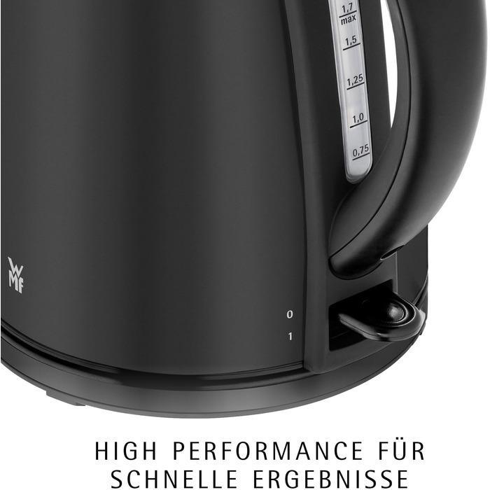 Електричний чайник WMF Stelio 1.7л з фільтром від накипу, нержавіюча сталь, матовий чорний