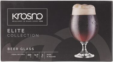 Набір пивних келихів Krosno Dark Stout (6 шт. 500мл) Елітна колекція Можна мити в посудомийній машині