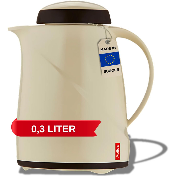 Термос Helios Wave, 1,5 л, пластик, білий, з кришкою-гвинтом, придатний для миття в посудомийній машині